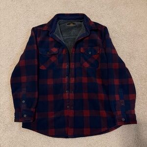 Freedom Foundry Super Plush Shirt Jacket Men’s XL Fleece Lined Red/Blue Plaid